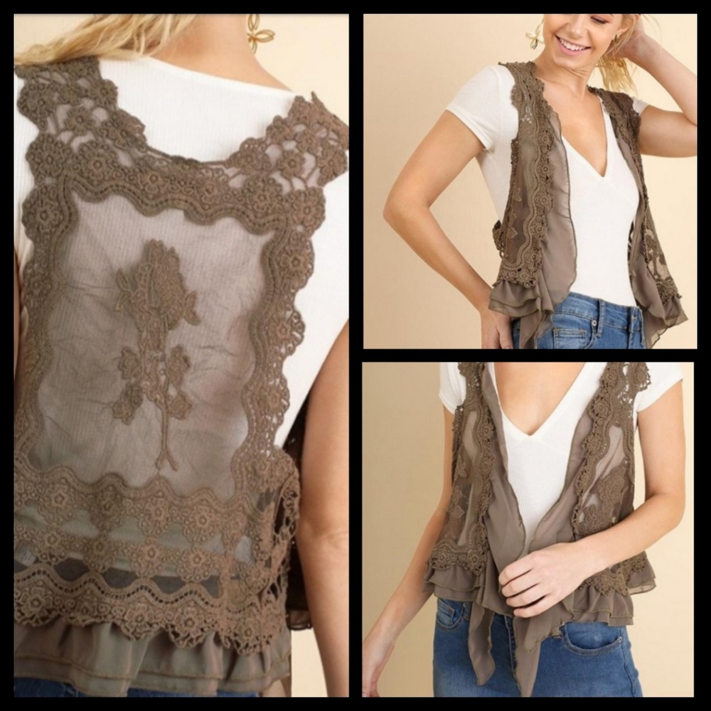UMGEE Lace Vest with Ruffle Accents